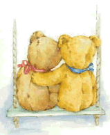 two bears on a swing